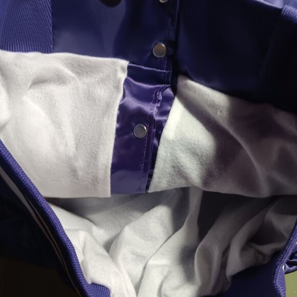 Vintage Satin Puffer Jacket New 1980's Auburn Sportswear Satin Varsity Purple - Picture 6 of 6